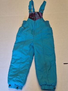 Teal & Purple Kids Insulated Snow Overalls Bibs Size 6 Waterproof Winter